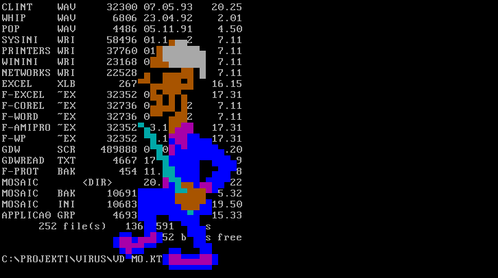 Screenshot of famous DOS virus Walker